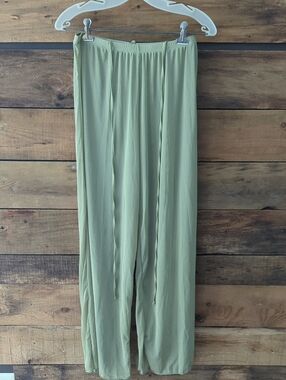 H&M Light Olive Wide-Leg Drawstring Pants